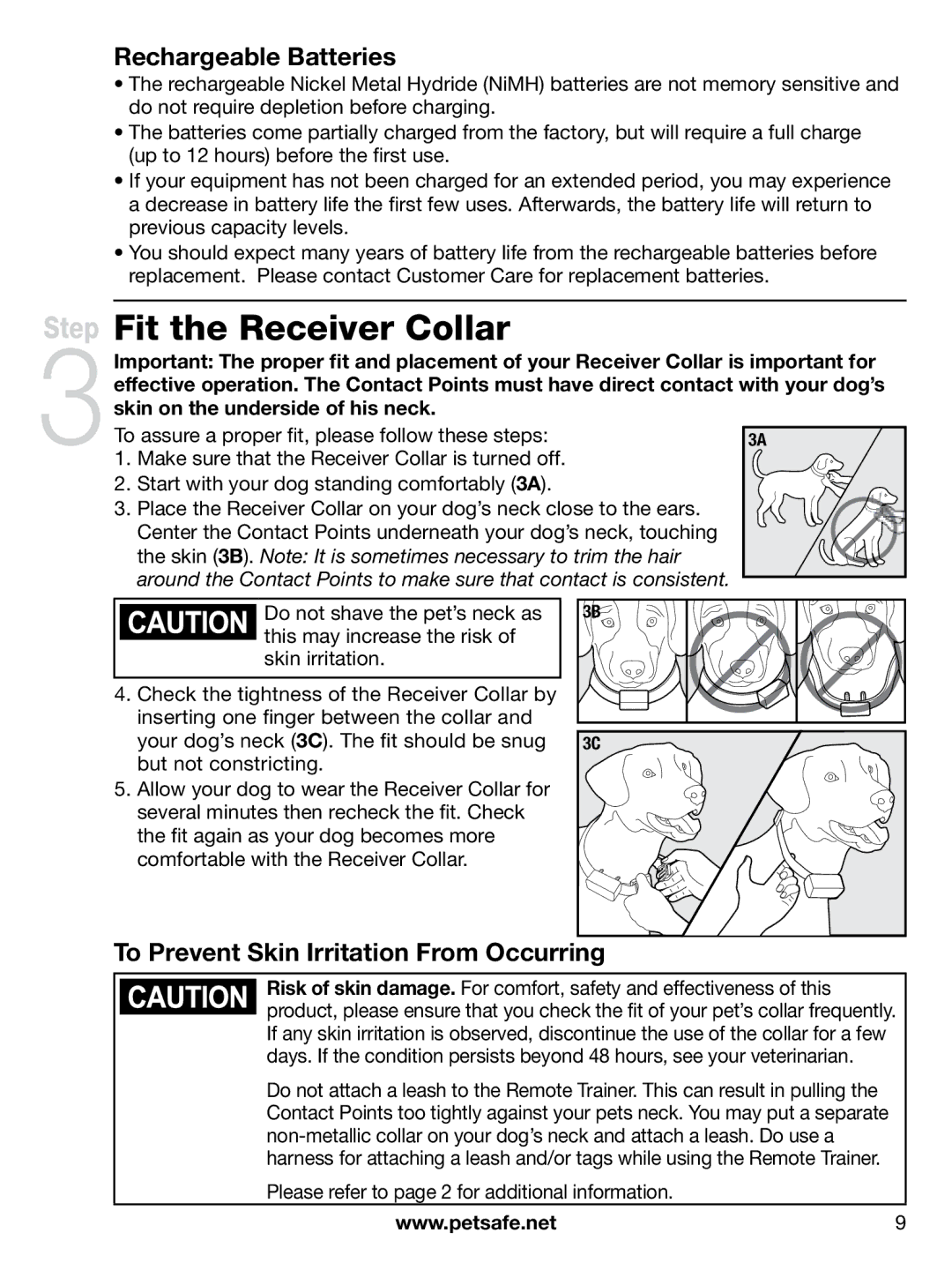 Petsafe PDT00-12892 manual Fit the Receiver Collar, Rechargeable Batteries, To Prevent Skin Irritation From Occurring 