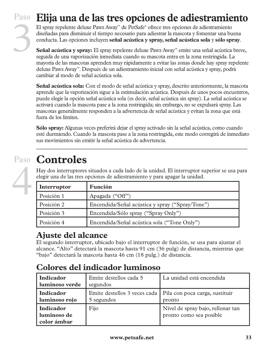 Petsafe PDT19-11980 manuel dutilisation Elija una de las tres opciones de adiestramiento, Controles, Ajuste del alcance 