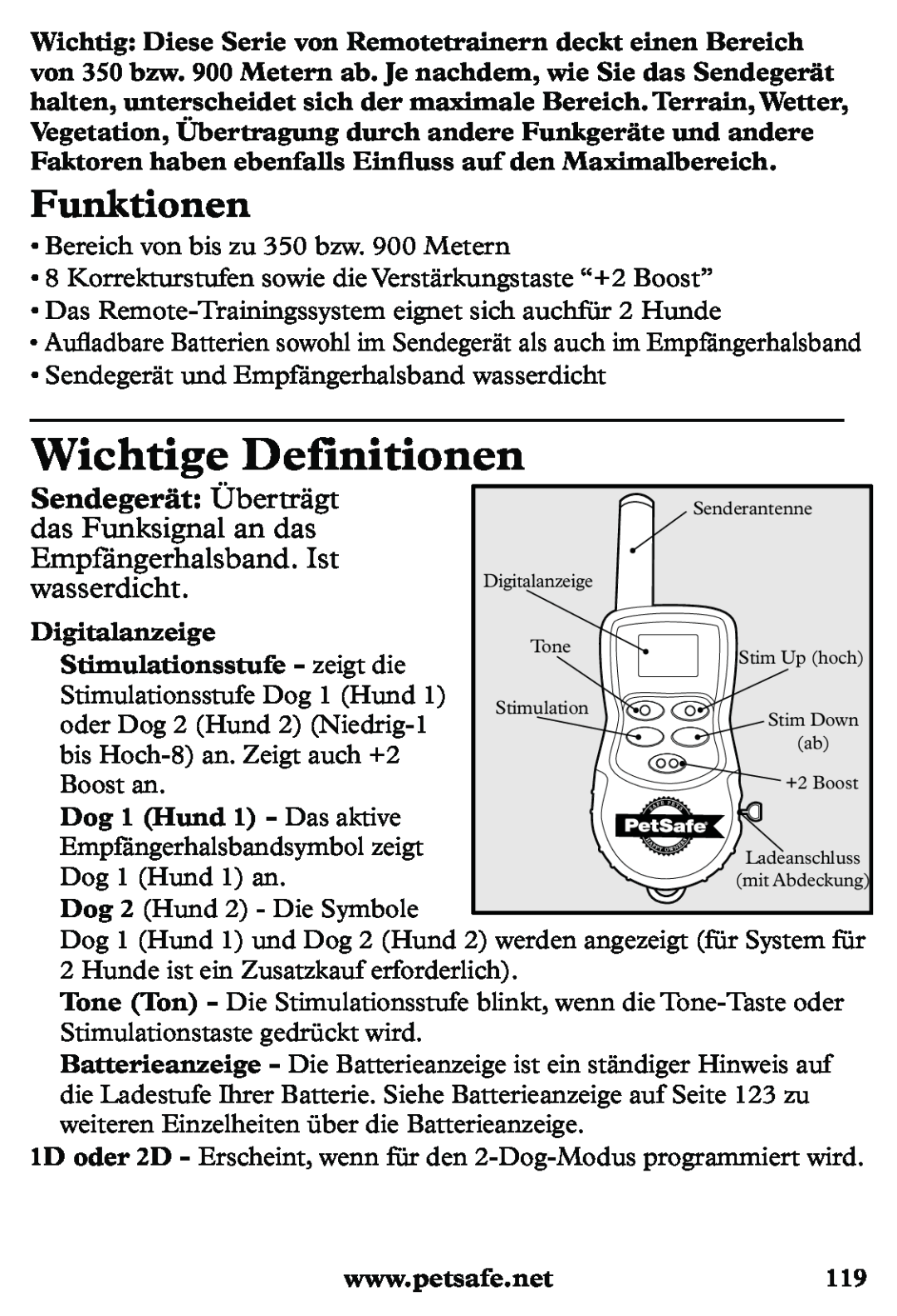 Petsafe PDT20-11939 Wichtige Definitionen, Funktionen, Sendegerät Überträgt, das Funksignal an das, Empfängerhalsband. Ist 
