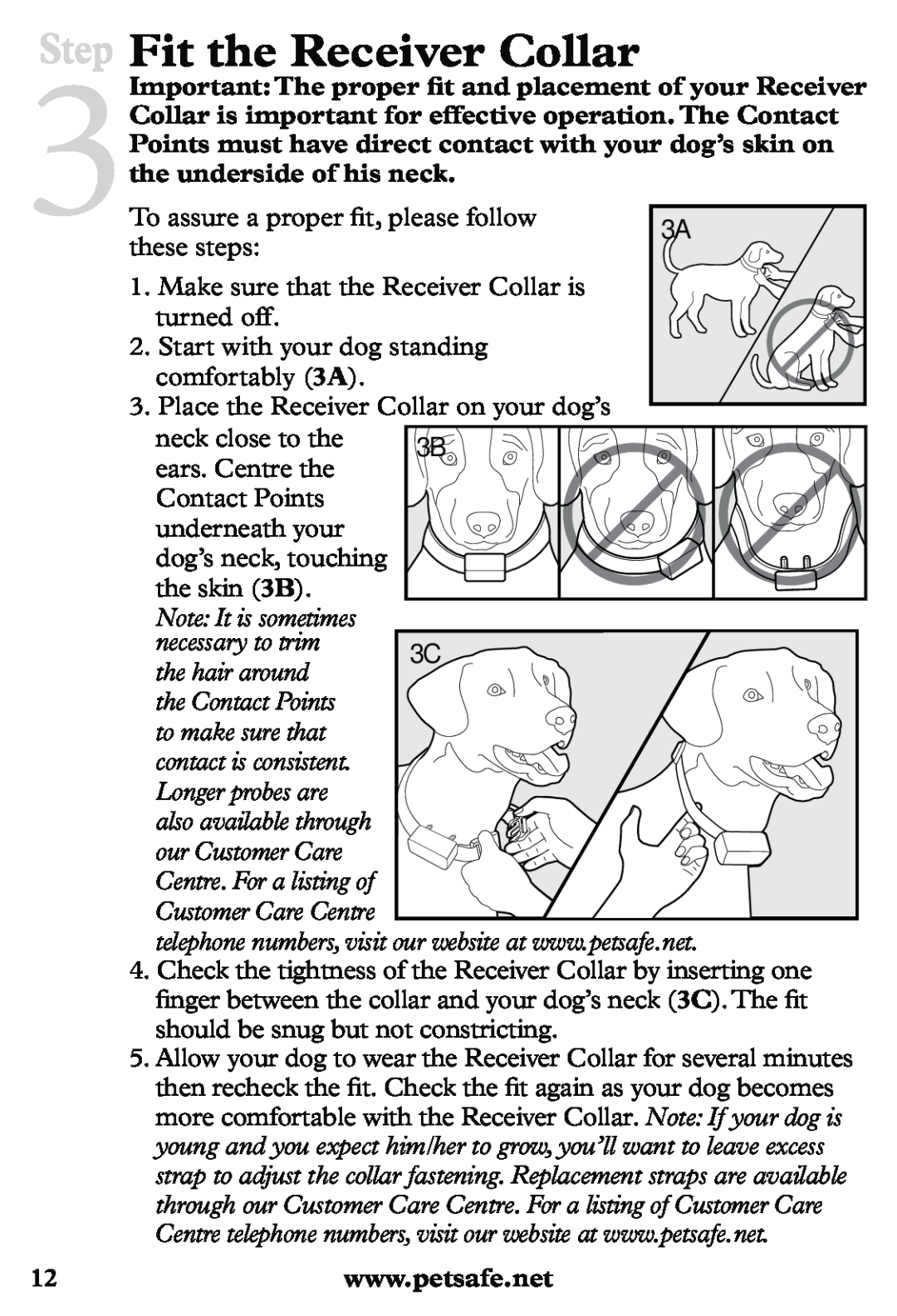 Petsafe PDT20-11939 Step Fit the Receiver Collar, Important The proper ﬁt and placement of your Receiver 