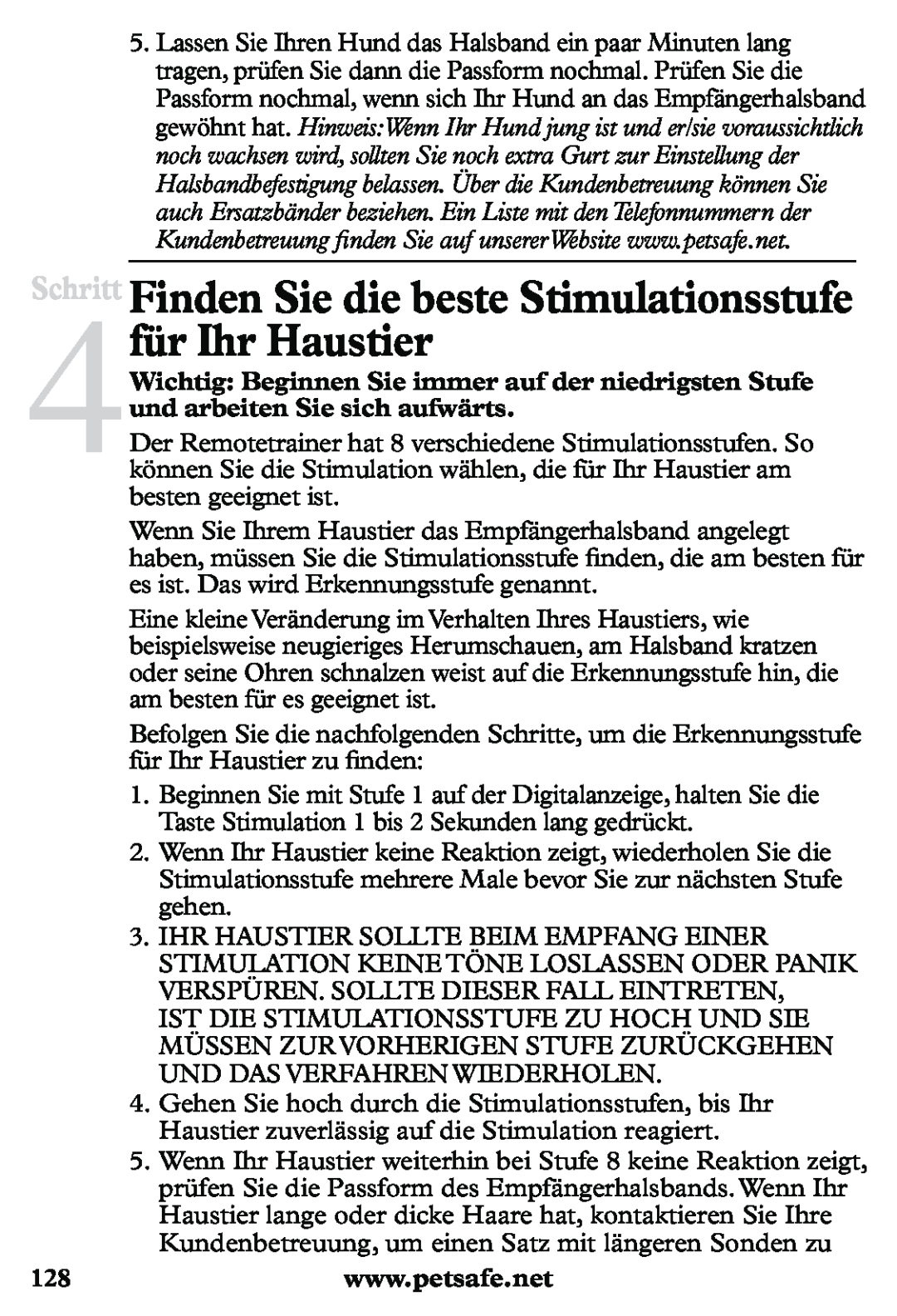 Petsafe PDT20-11939 manuel dutilisation Schritt Finden Sie die beste Stimulationsstufe 4für Ihr Haustier 