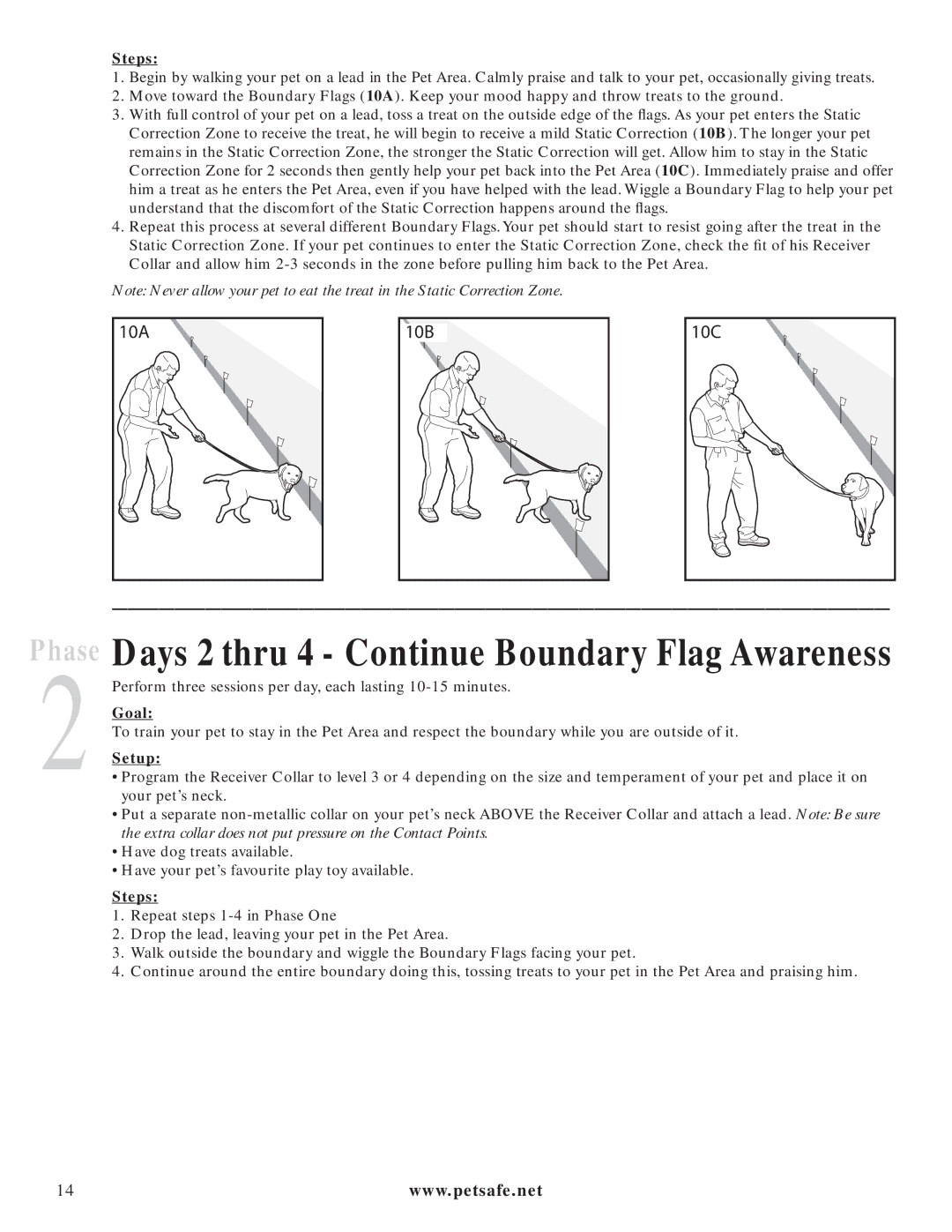 Petsafe PIG20-11041 manuel dutilisation Days 2 thru 4 Continue Boundary Flag Awareness, Steps 