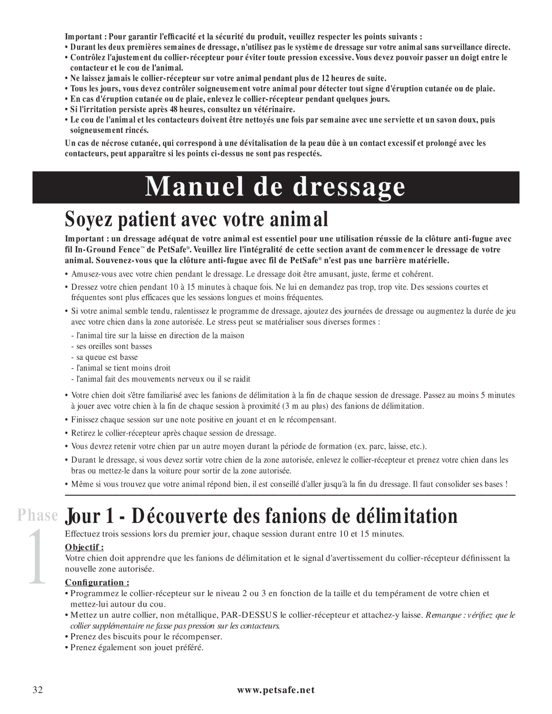 Petsafe PIG20-11041 Manuel de dressage, Soyez patient avec votre animal, Jour 1 Découverte des fanions de délimitation 