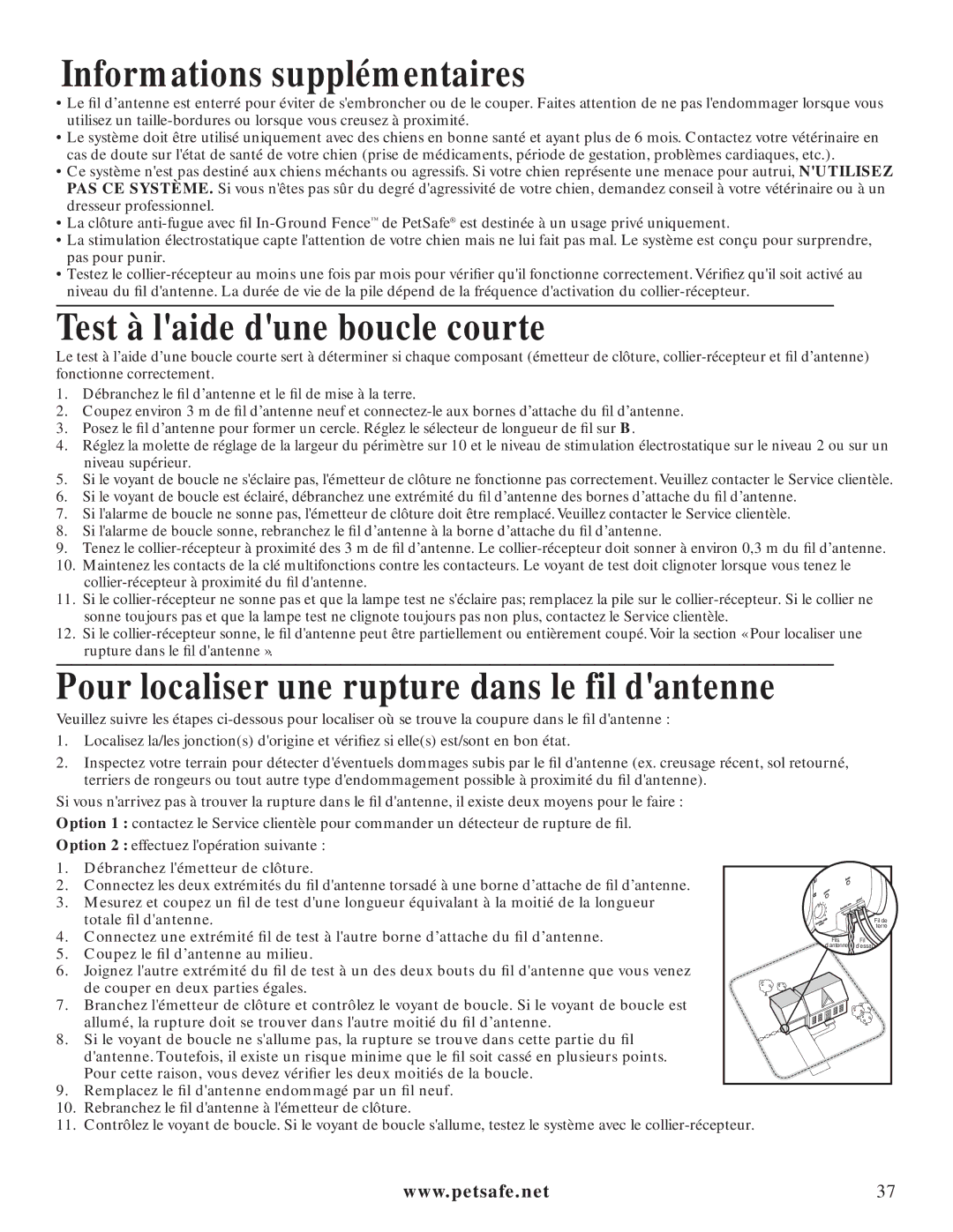 Petsafe PIG20-11041 manuel dutilisation Informations supplémentaires, Test à laide dune boucle courte 