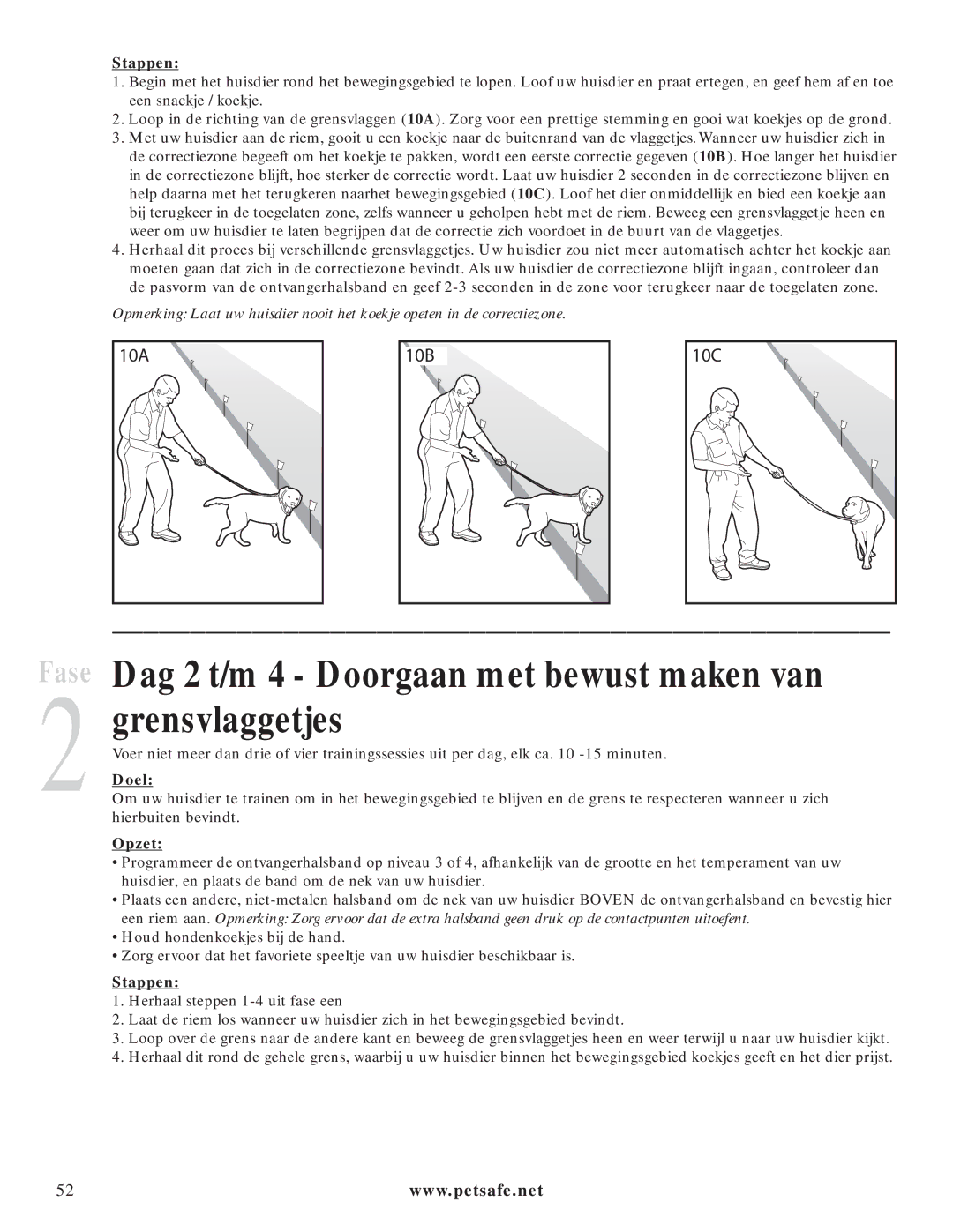 Petsafe PIG20-11041 manuel dutilisation Dag 2 t/m 4 Doorgaan met bewust maken van grensvlaggetjes, Stappen 