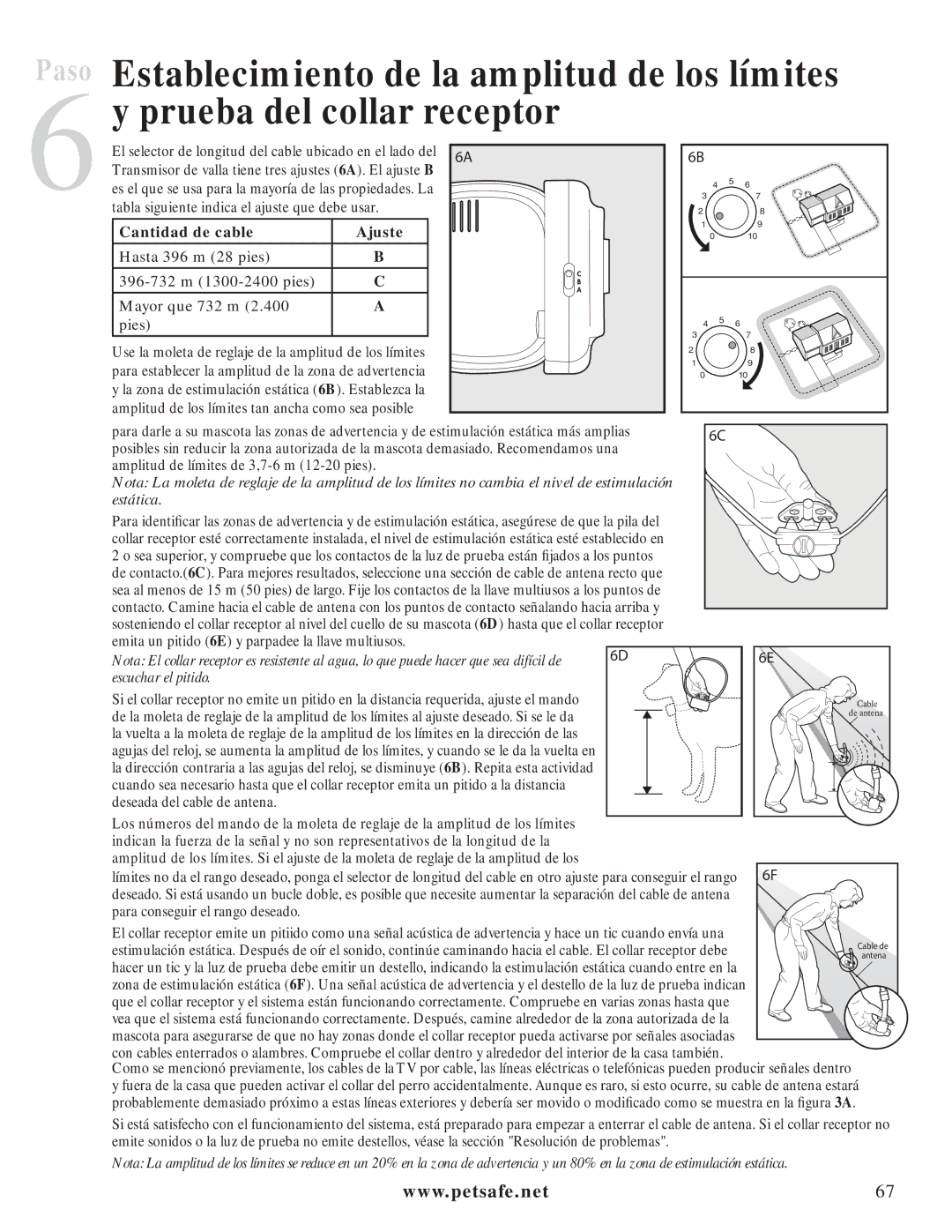 Petsafe PIG20-11041 manuel dutilisation Cantidad de cable Ajuste, Escuchar el pitido 