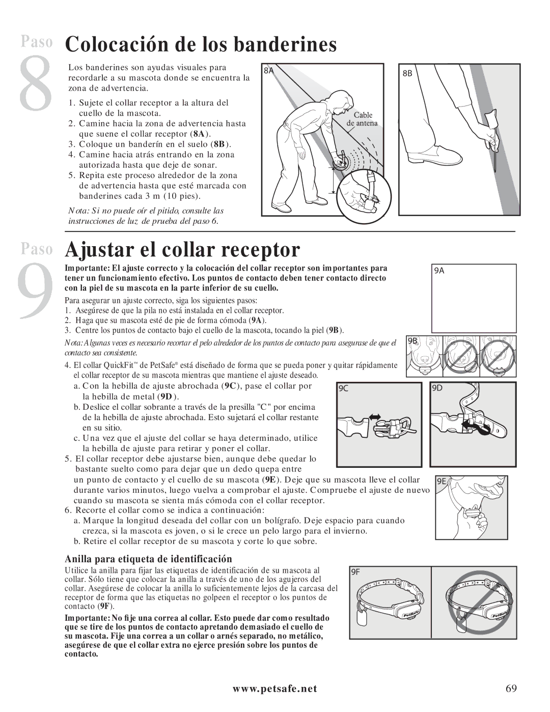 Petsafe PIG20-11041 Colocación de los banderines, Ajustar el collar receptor, Anilla para etiqueta de identificación 