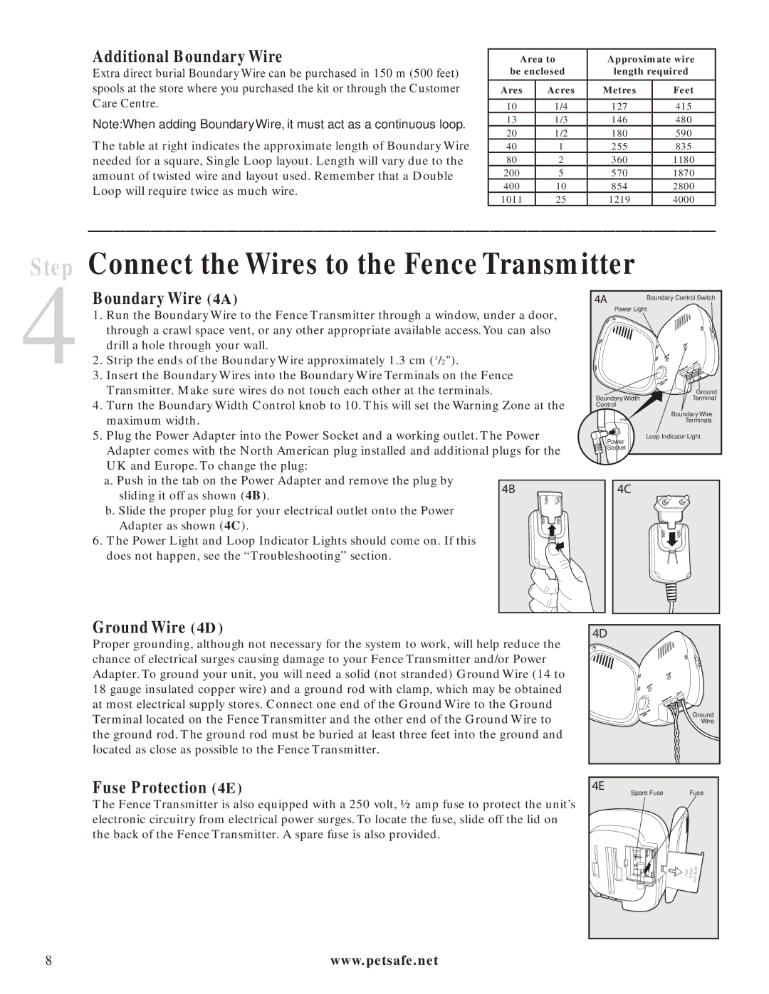 Petsafe PIG20-11041 Step Connect the Wires to the Fence Transmitter, Additional Boundary Wire, Boundary Wire 4A 