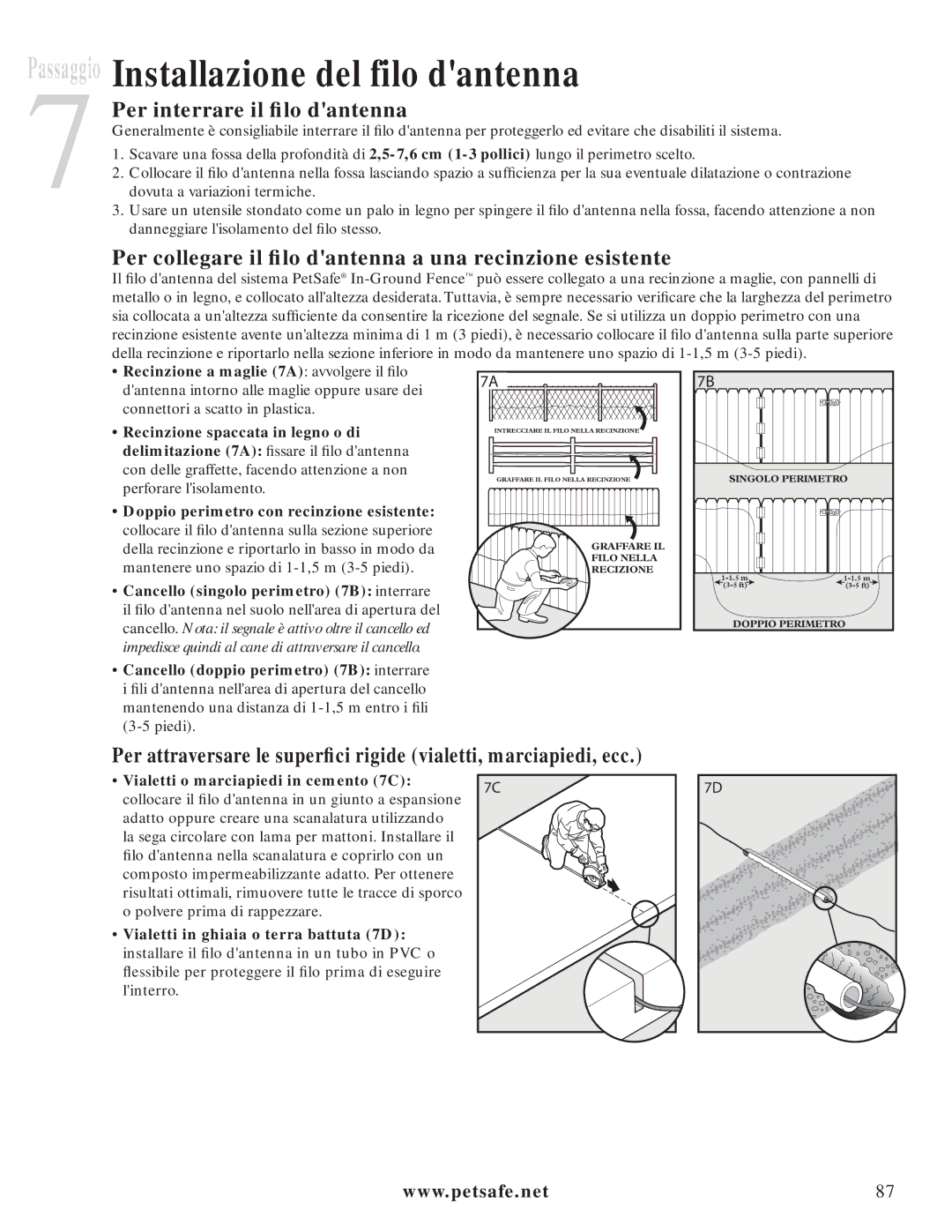 Petsafe PIG20-11041 manuel dutilisation Installazione del filo dantenna, Per interrare il ﬁlo dantenna 