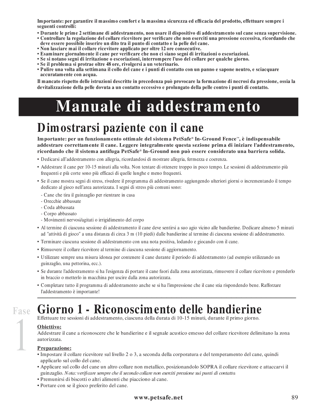 Petsafe PIG20-11041 Manuale di addestramento, Dimostrarsi paziente con il cane, Giorno 1 Riconoscimento delle bandierine 