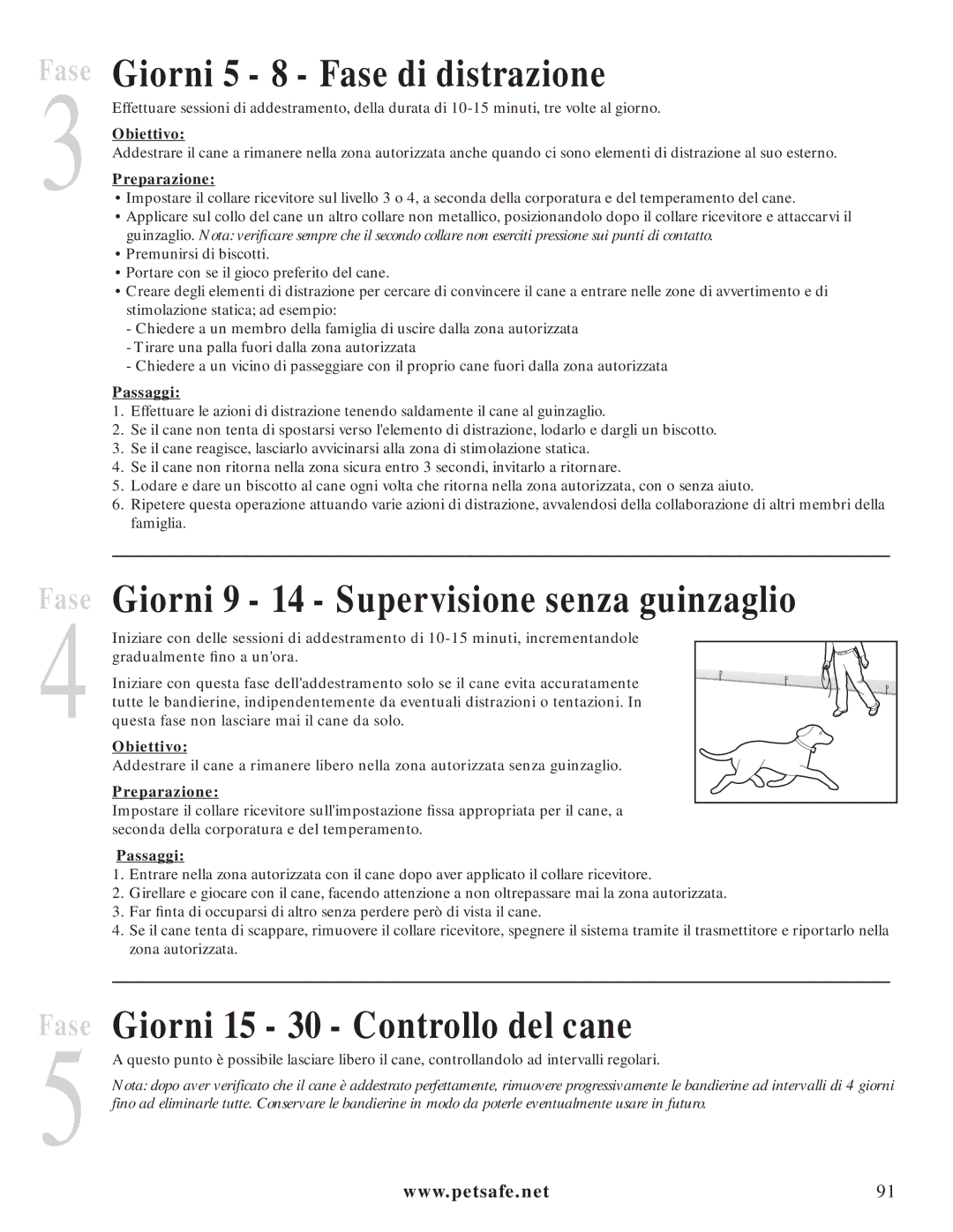 Petsafe PIG20-11041 manuel dutilisation Giorni 5 8 Fase di distrazione, Giorni 9 14 Supervisione senza guinzaglio 