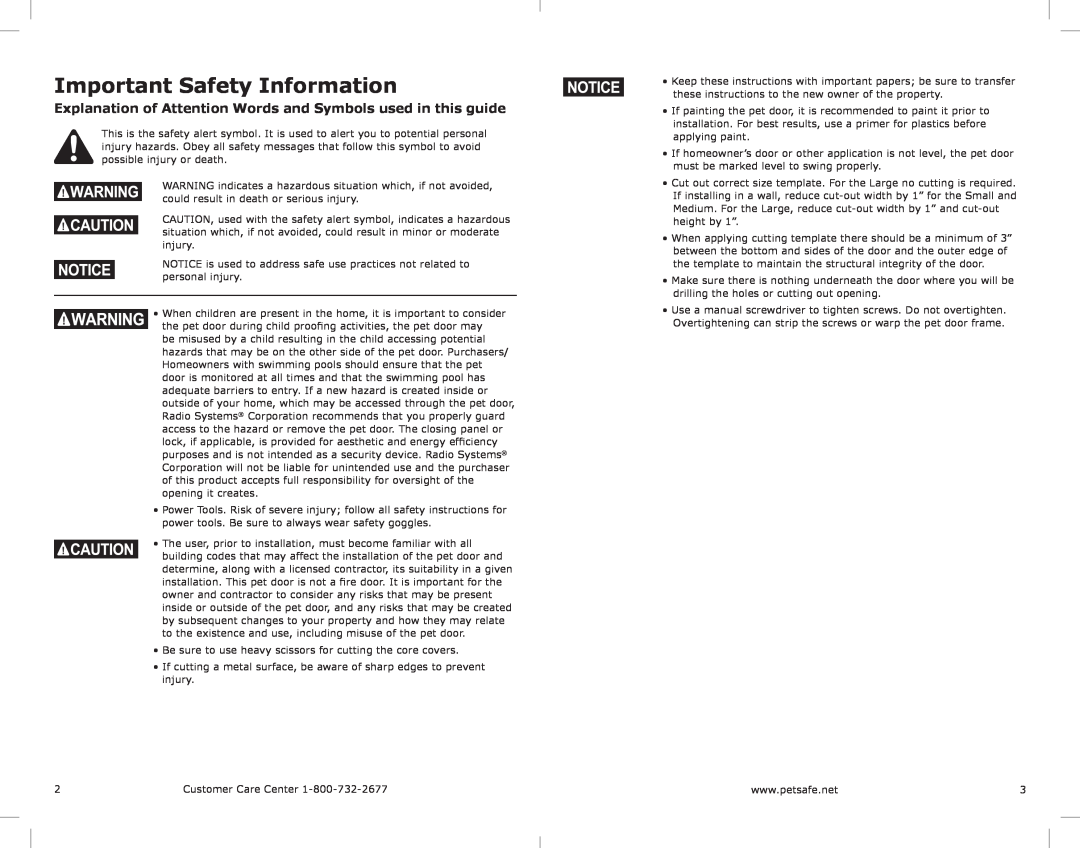 Petsafe PPA00-10984 manual Important Safety Information 