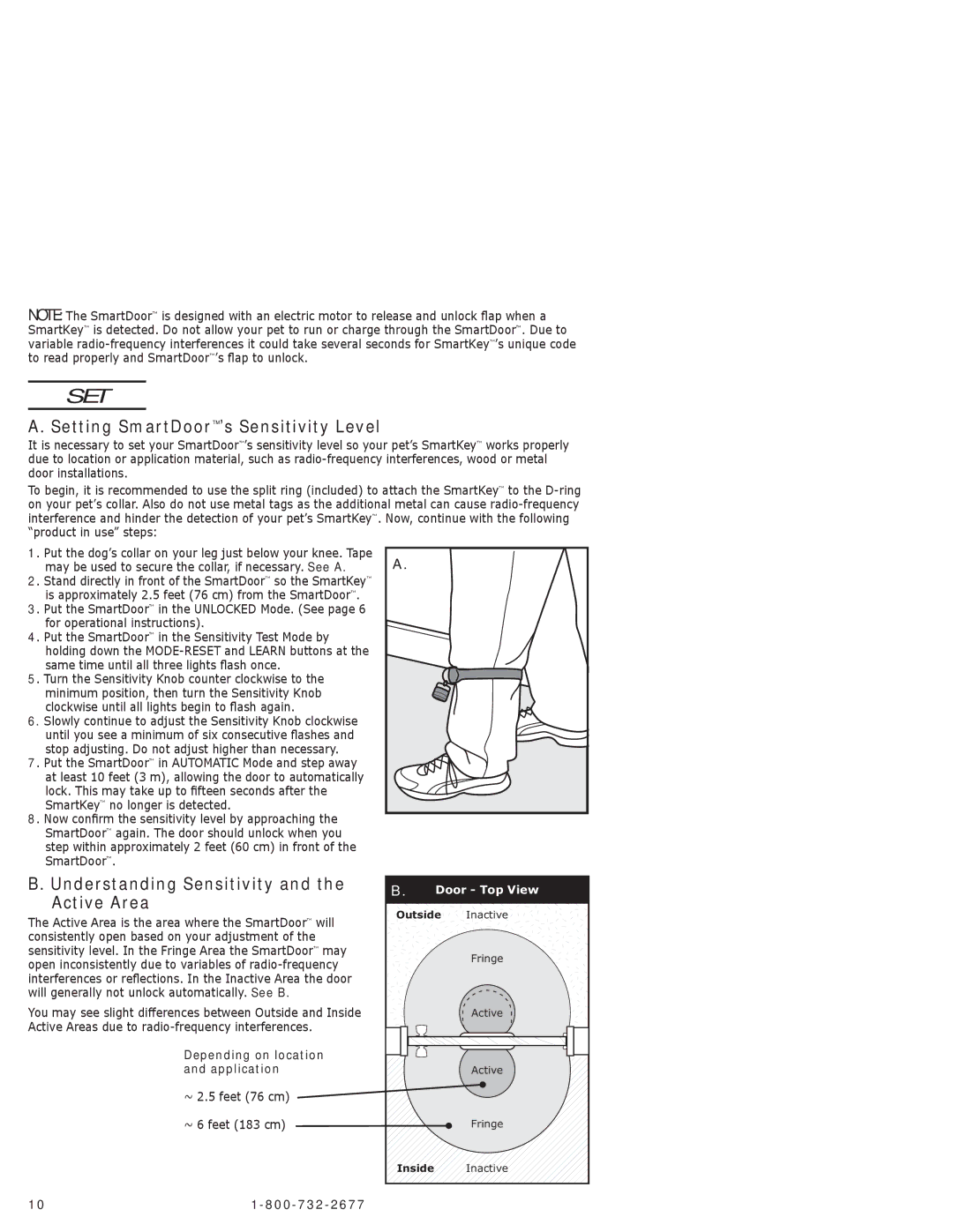 Petsafe PPA11-10711, PPA11-10709 Setting SmartDoor’s Sensitivity Level, Understanding Sensitivity and the Active Area 