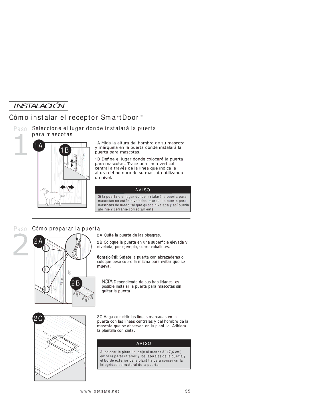 Petsafe PPA11-10709 manual Instalación, Cómo instalar el receptor SmartDoor, Seleccione el lugar donde instalará la puerta 