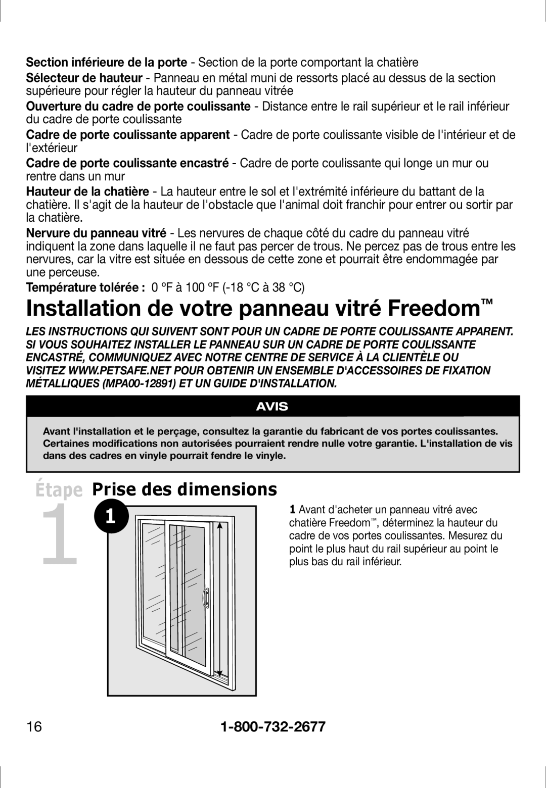 Petsafe PPA11-13135, PPA11-13141, PPA11-13134, PPA11-13129, PPA11-13127 Installation de votre panneau vitré Freedom, Avis 