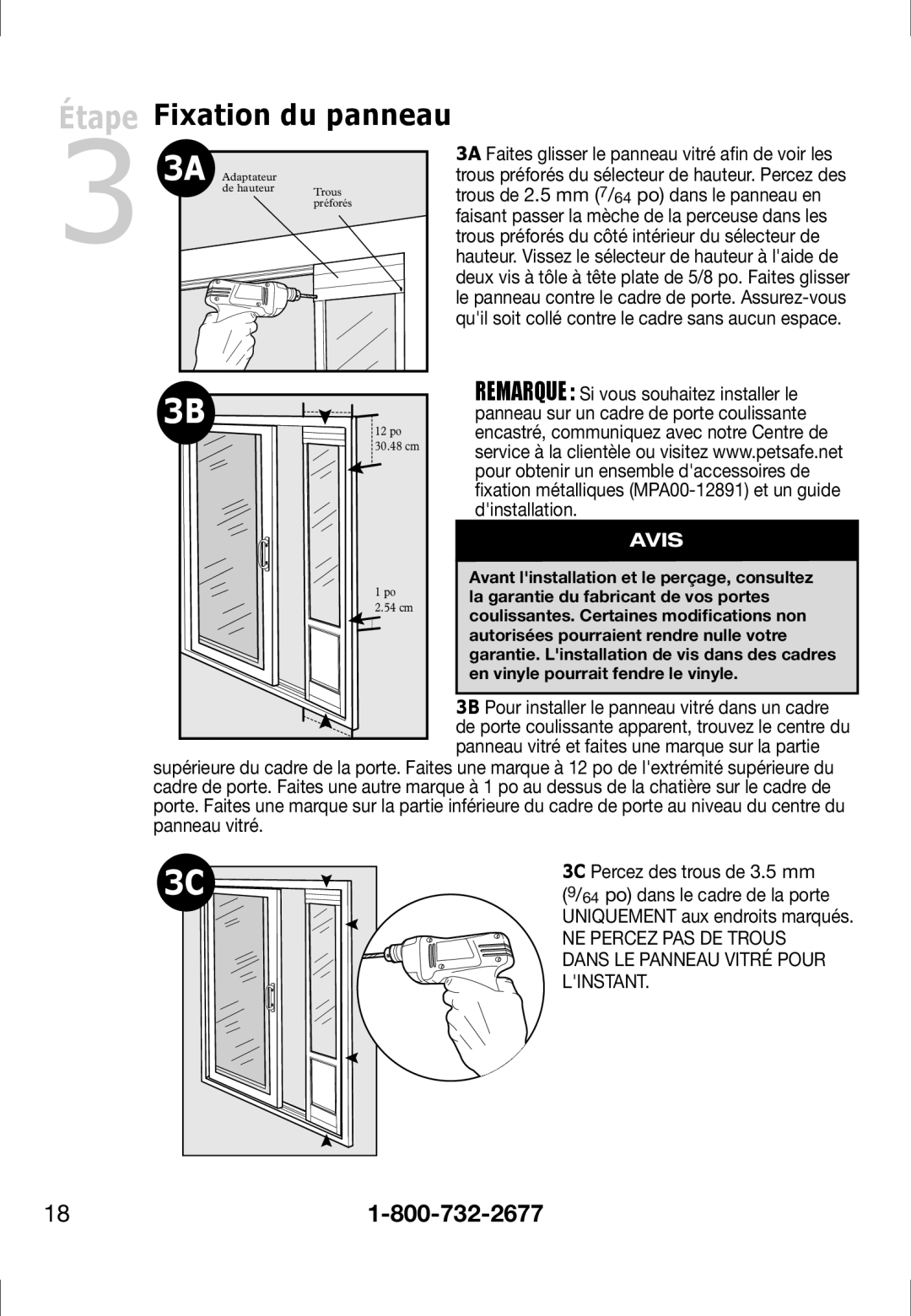 Petsafe PPA11-13129 3C Percez des trous de 3.5 mm, Po dans le cadre de la porte, Uniquement aux endroits marqués 