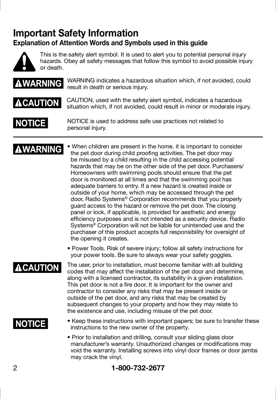 Petsafe PPA11-13134, PPA11-13141, PPA11-13135, PPA11-13129, PPA11-13127, PPA11-13132, PPA11-13098 Important Safety Information 