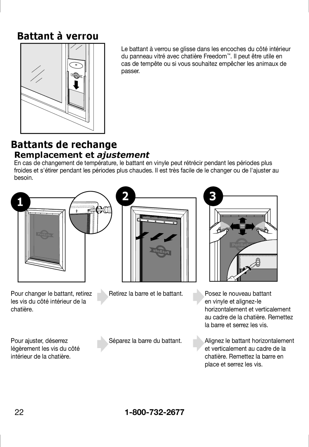 Petsafe PPA11-13123, PPA11-13141, PPA11-13135 Battant à verrou, Battants de rechange, Séparez la barre du battant 