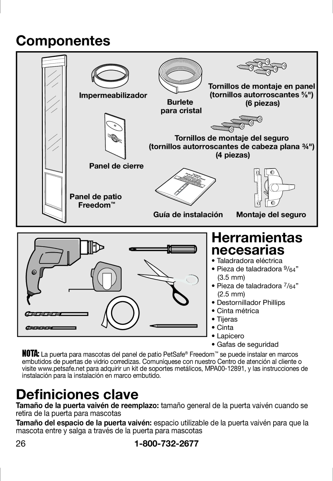 Petsafe PPA11-13125, PPA11-13141, PPA11-13135, PPA11-13134 Componentes, Herramientas, Necesarias, Deﬁniciones clave 