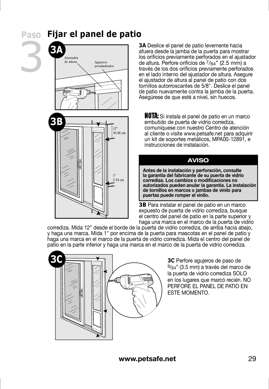 Petsafe PPA11-13121, PPA11-13141, PPA11-13135, PPA11-13134, PPA11-13129, PPA11-13127, PPA11-13132 Fijar el panel de patio 