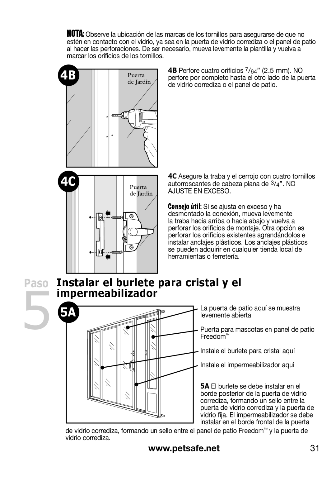 Petsafe PPA11-13135, PPA11-13141, PPA11-13134, PPA11-13129 Instalar el burlete para cristal y el, Impermeabilizador 