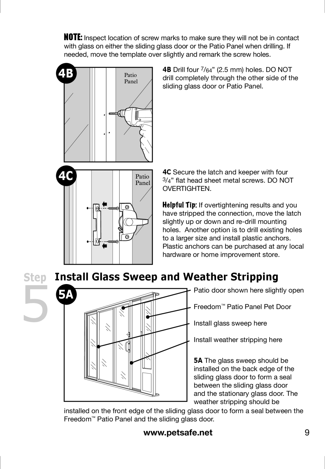 Petsafe PPA11-13128, PPA11-13141, PPA11-13135, PPA11-13134, PPA11-13129, PPA11-13127 Install Glass Sweep and Weather Stripping 