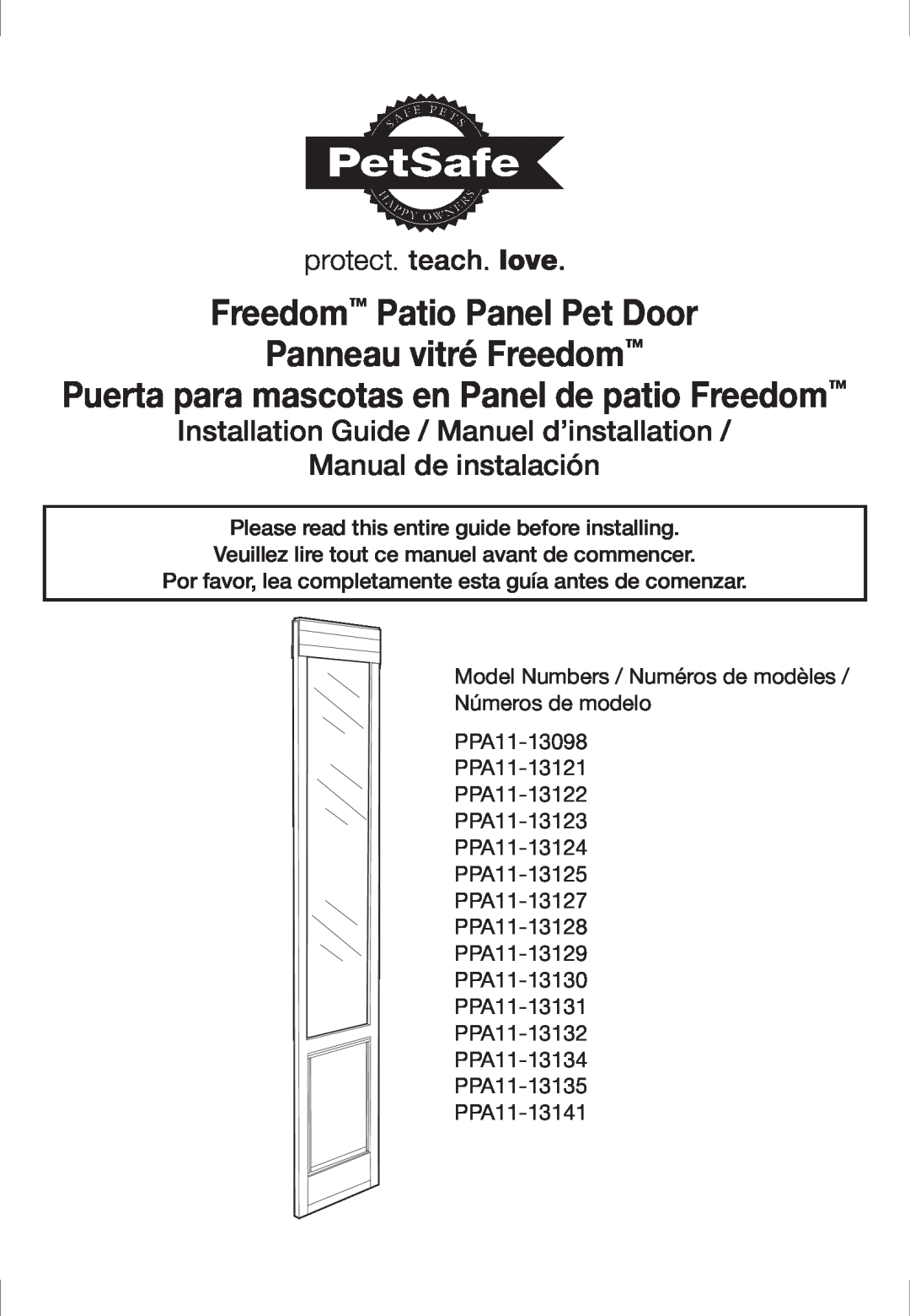 Petsafe PPA11-13135 installation manual Puerta para mascotas en Panel de patio Freedom, Freedom Patio Panel Pet Door 