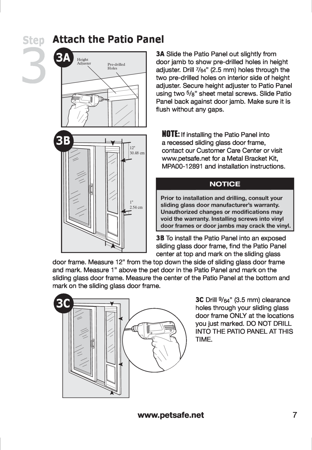 Petsafe PPA11-13123, PPA11-13141, PPA11-13135 Attach the Patio Panel, Step, 3B To install the Patio Panel into an exposed 