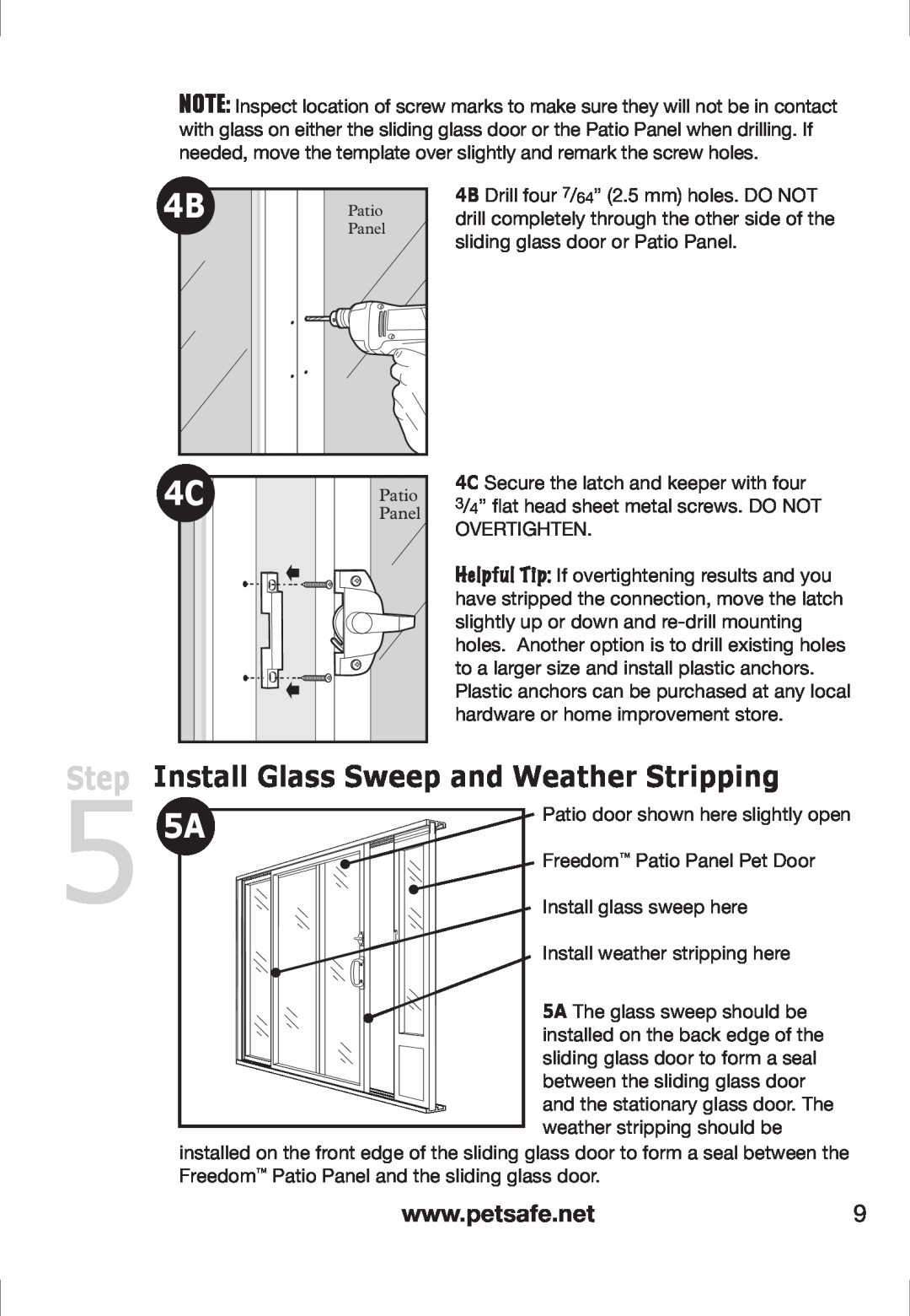 Petsafe PPA11-13128, PPA11-13141, PPA11-13135, PPA11-13134, PPA11-13129 Install Glass Sweep and Weather Stripping, Step 