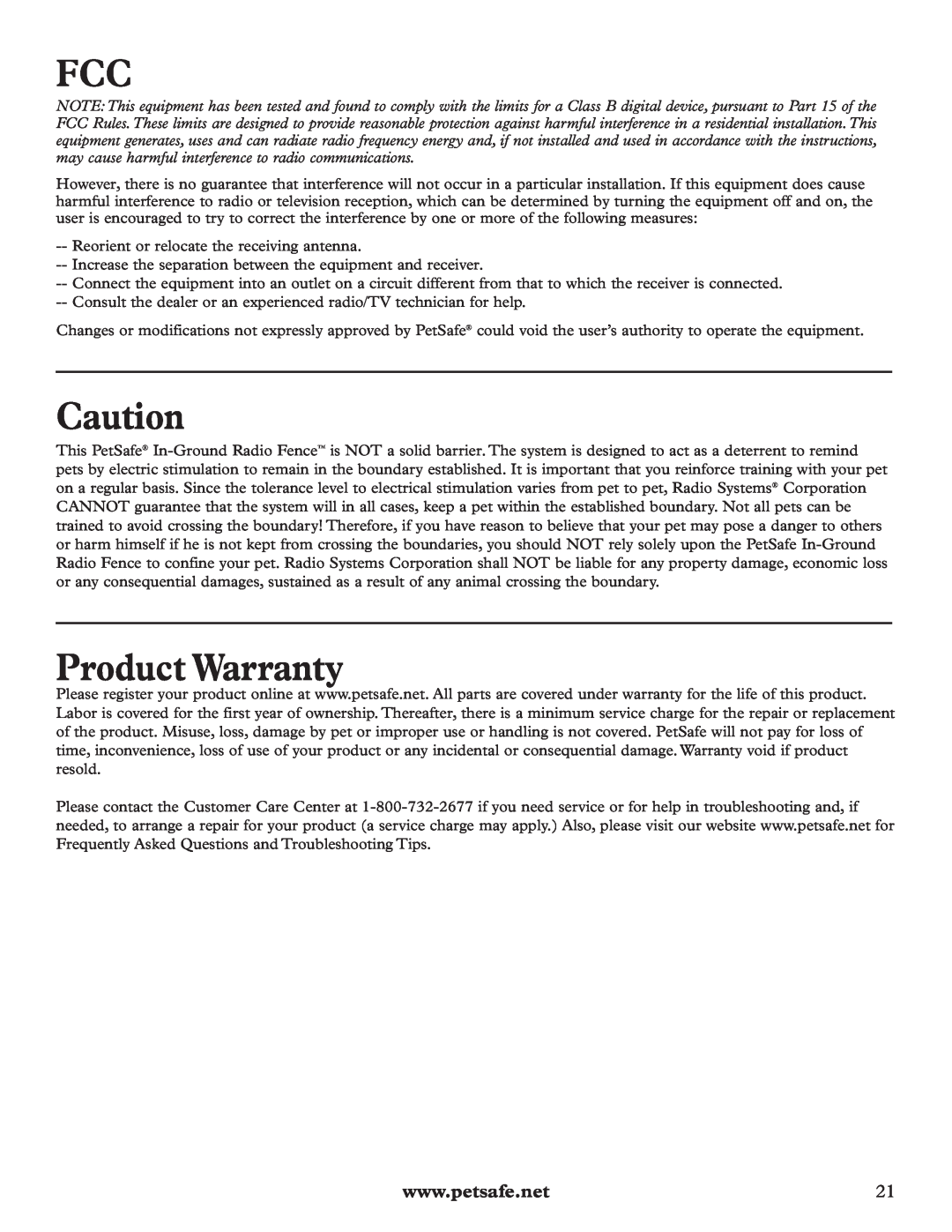 Petsafe RFA-200 manual Product Warranty 
