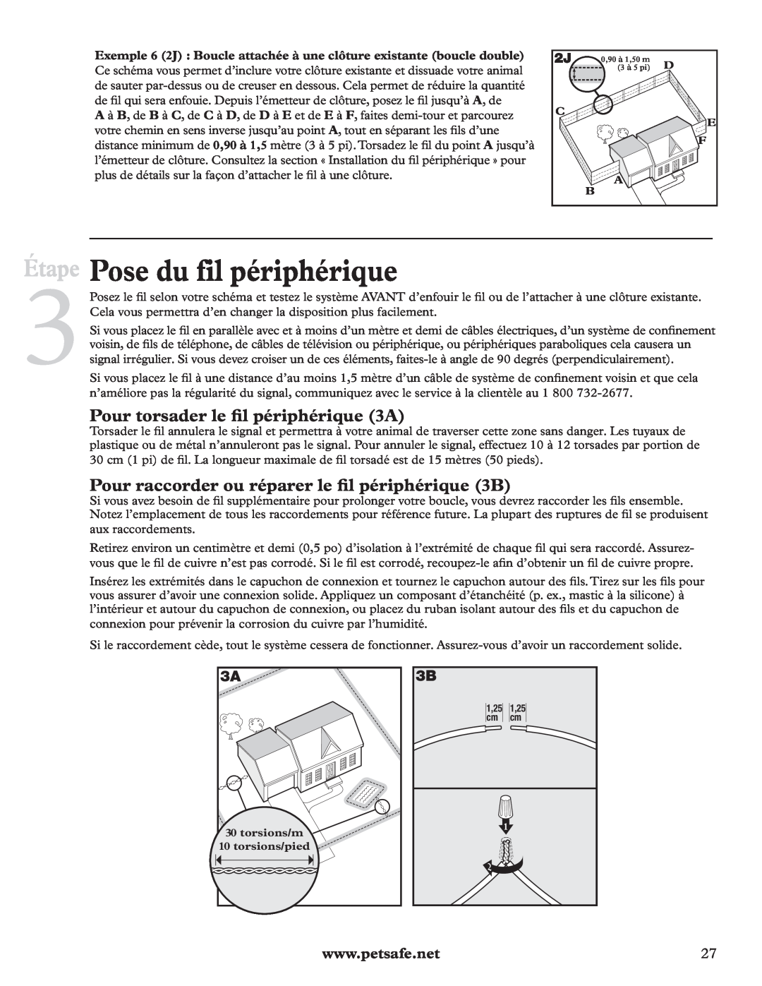 Petsafe RFA-200 manual Pose du fil périphérique, Pour torsader le ﬁl périphérique 3A, Étape 