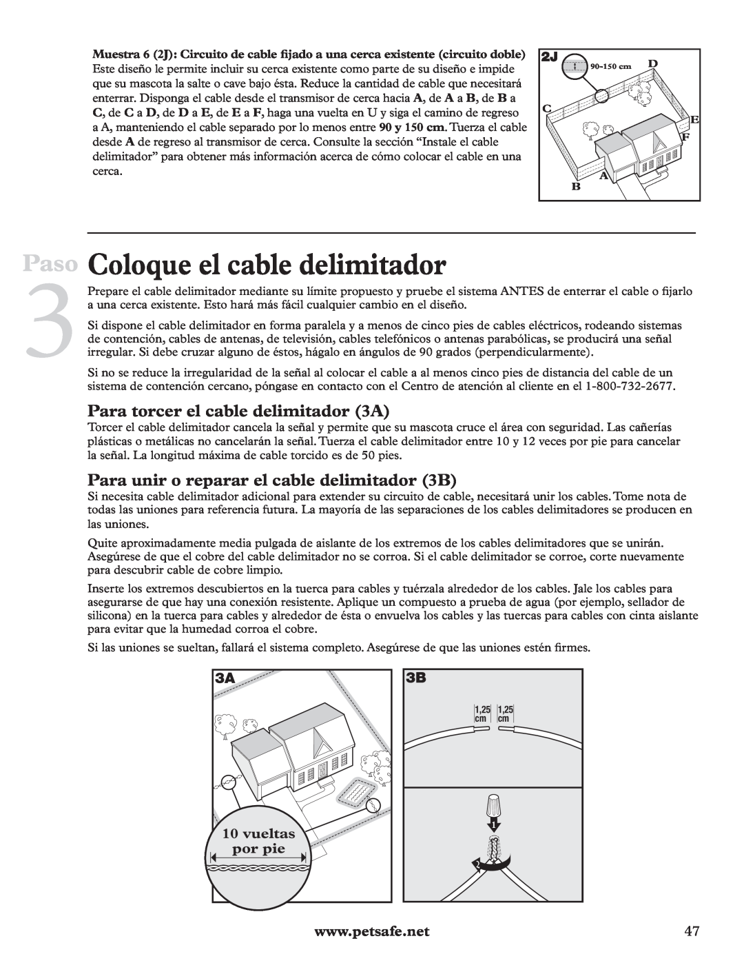 Petsafe RFA-200 manual Coloque el cable delimitador, Para torcer el cable delimitador 3A, vueltas, por pie, Paso 