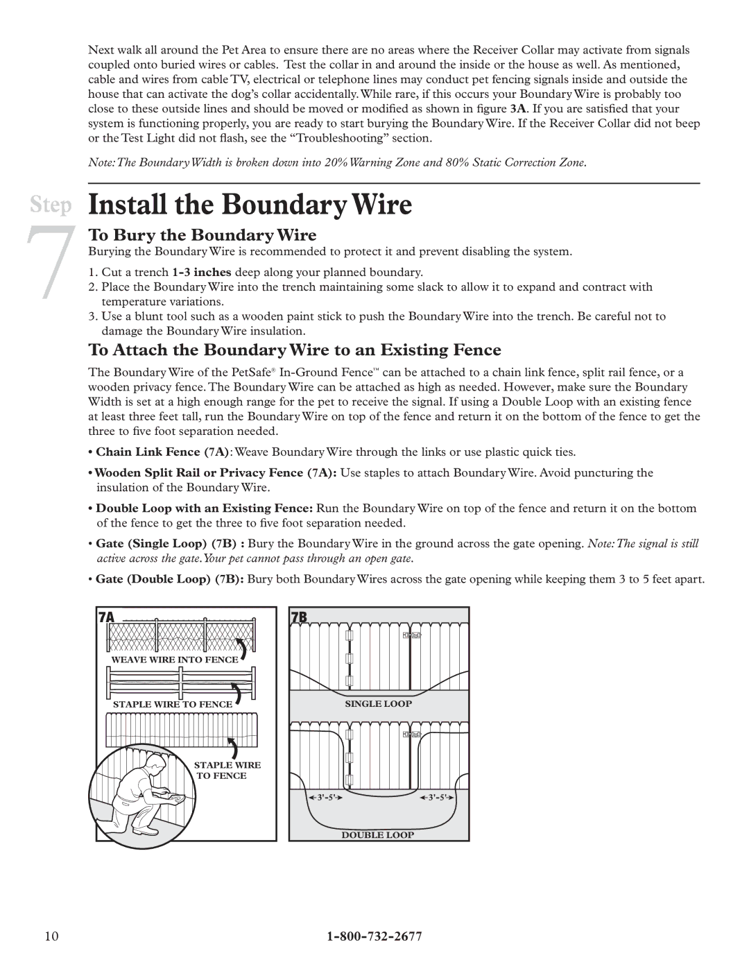 Petsafe RFA-67 Install the Boundary Wire, To Bury the Boundary Wire, To Attach the Boundary Wire to an Existing Fence 