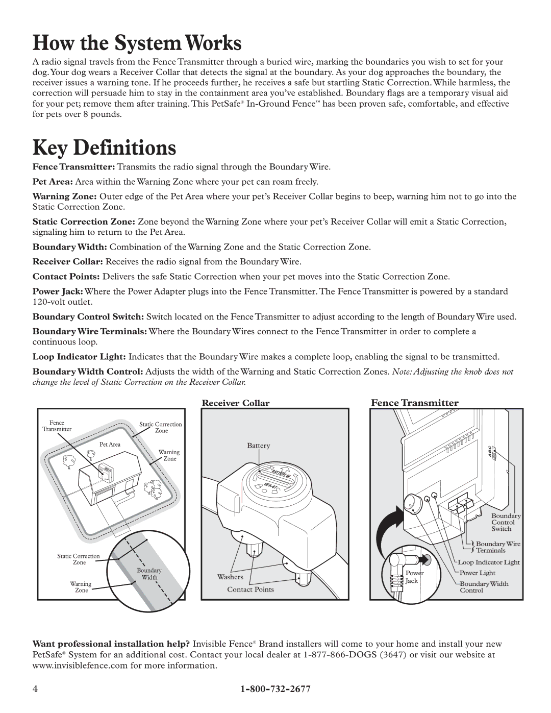 Petsafe RFA-67 manual How the System Works, Key Definitions, Receiver Collar 