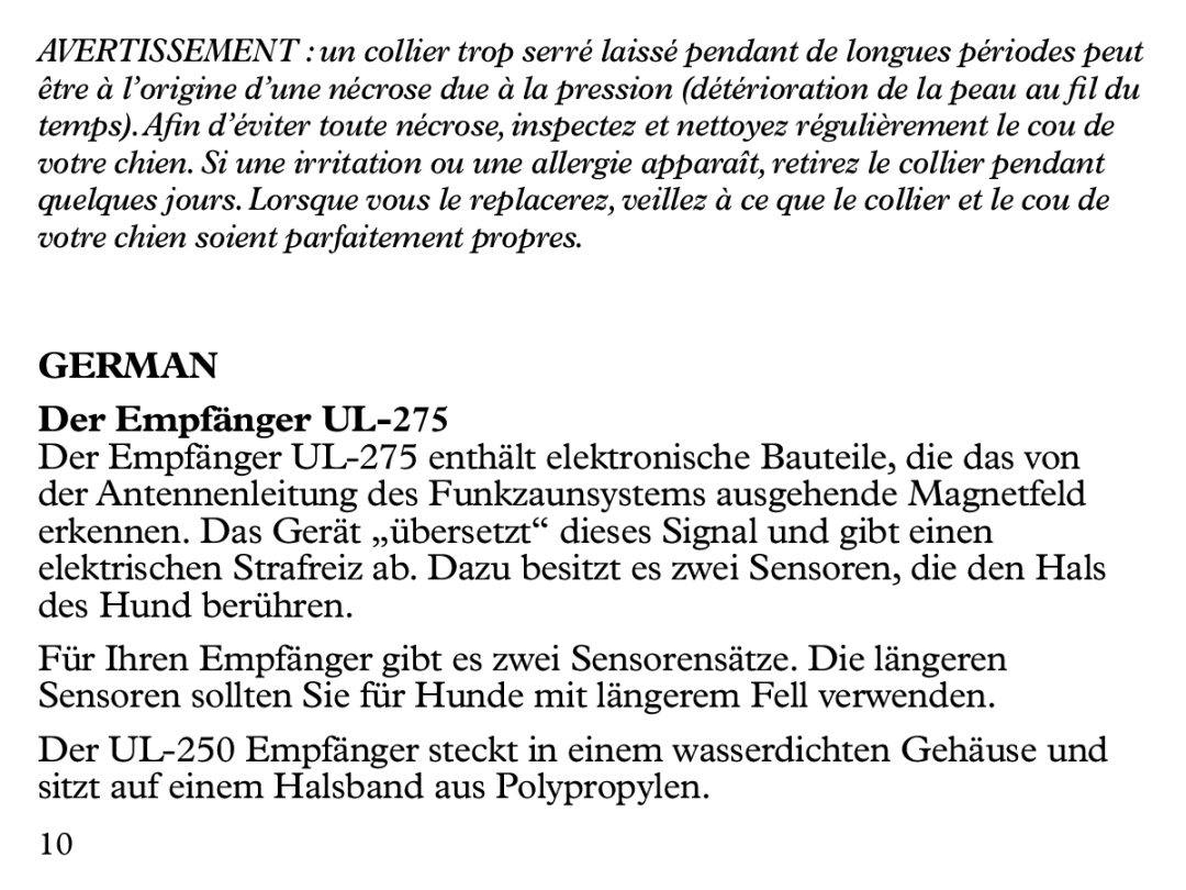 Petsafe manual German, Der Empfänger UL-275 