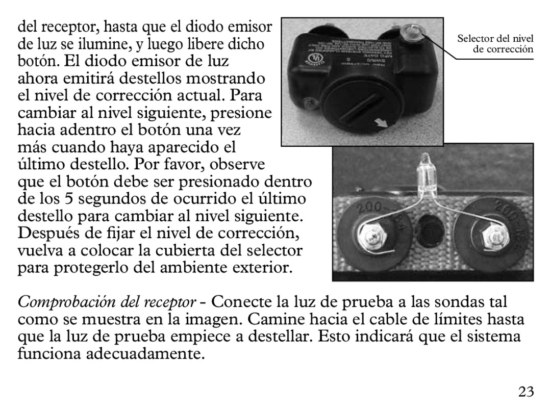 Petsafe UL-275 manual Selector del nivel de corrección 