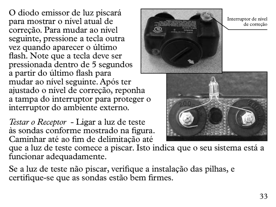 Petsafe UL-275 manual Interruptor de nível de correção 