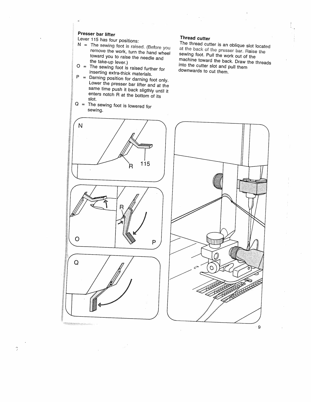 Pfaff 1037, 1019, 1015, 1014, 1035 manual Presser, Cutter, Bar, Same time 