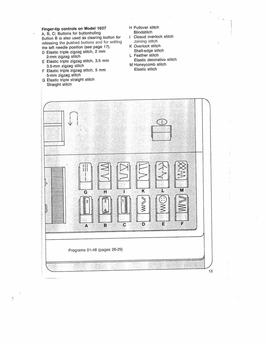 Pfaff 1035, 1019, 1015, 1014, 1037 manual Controls, Used as clearing, Releasing, Feather stitch, Decorative 