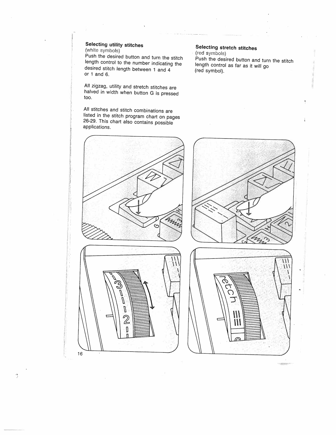 Pfaff 1019, 1015, 1014, 1037, 1035 manual Stitches, Selecting utihty, Selecting stretch, Is pressed, Pages 