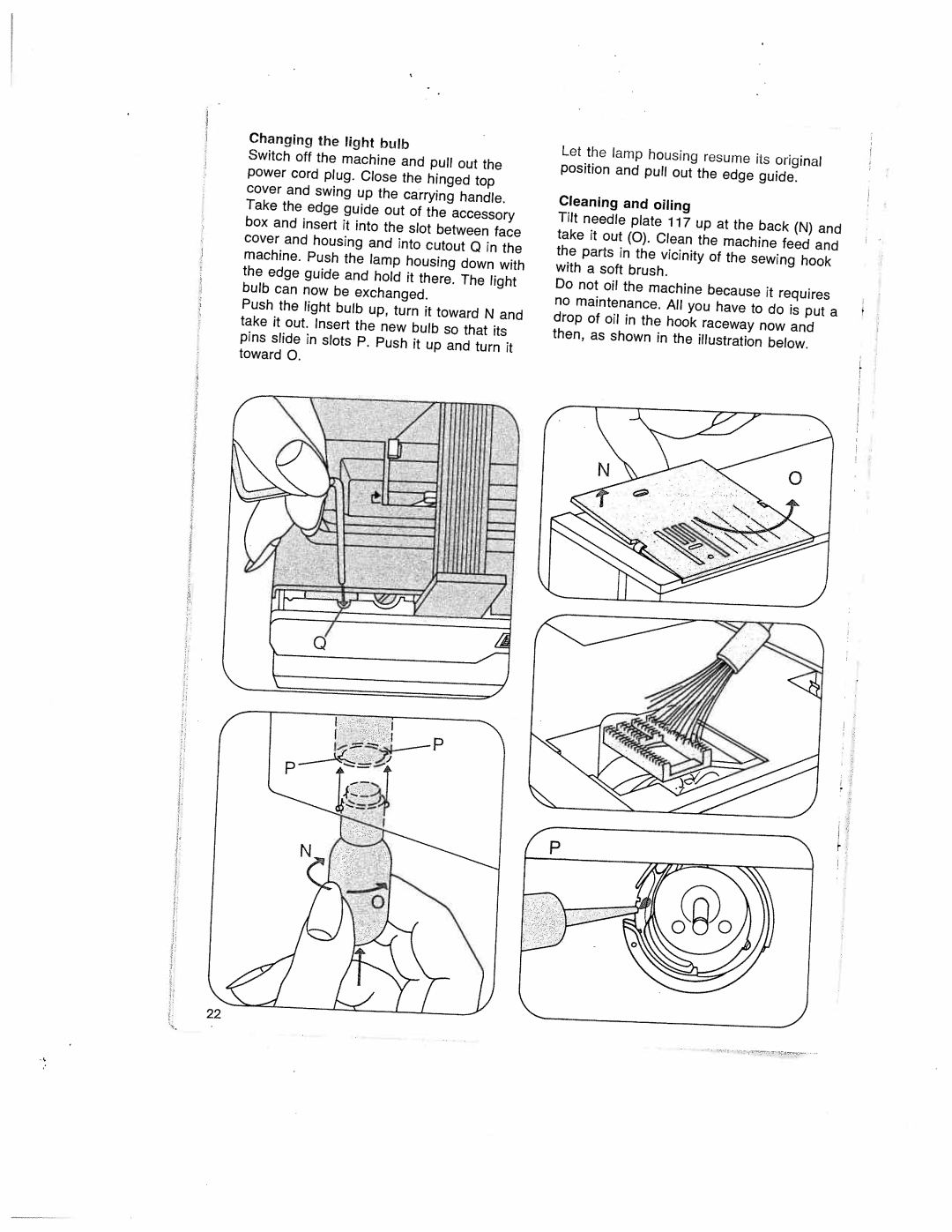 Pfaff 1015, 1019, 1014, 1037, 1035 manual Changing, Bulb, Edge, Exchanged, Cleaning, Because 