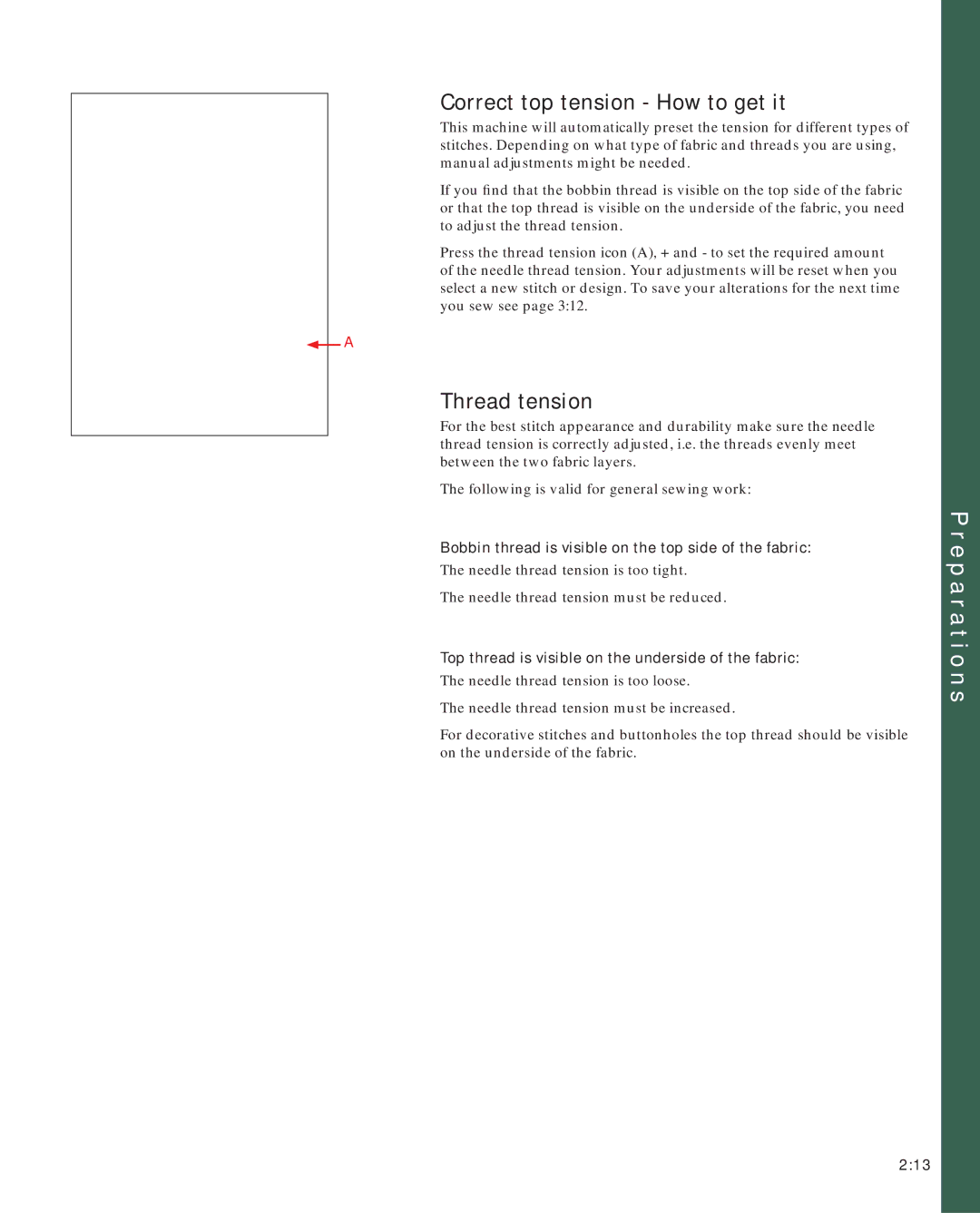 Pfaff 2170 Correct top tension How to get it, Thread tension, Bobbin thread is visible on the top side of the fabric 