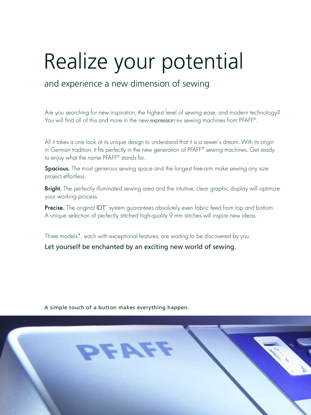 Pfaff 3.0 manual Realize your potential 