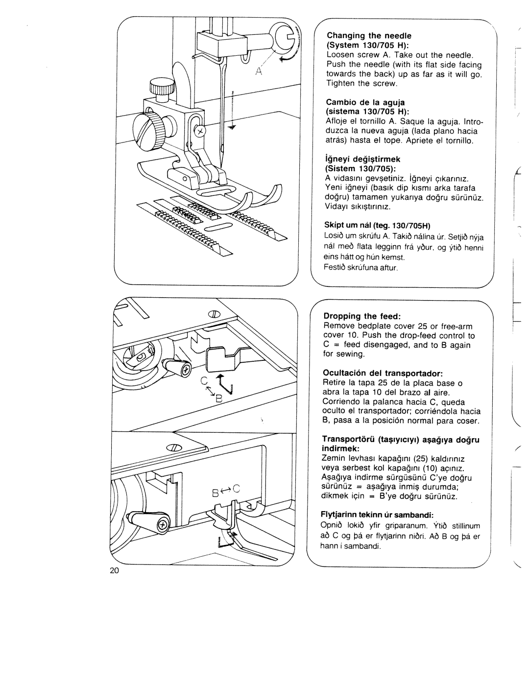 Pfaff 340.521.541.721.741 manual Deitirmek, Ineyi 