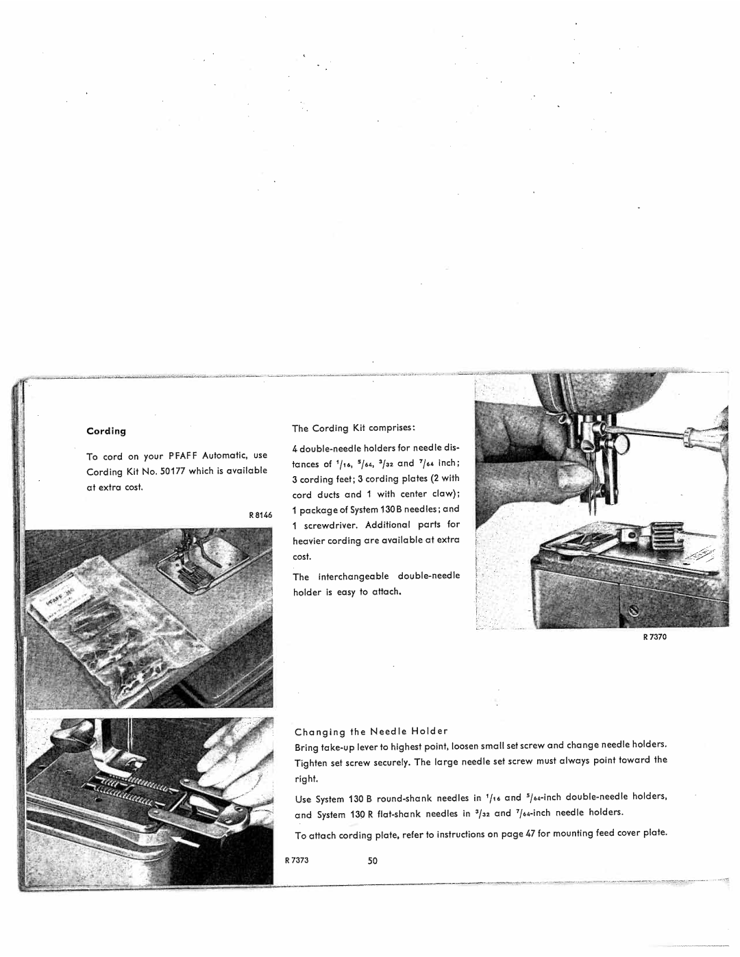 Pfaff 360 manual Dis, Changing Needle Holder, Cording, Large 