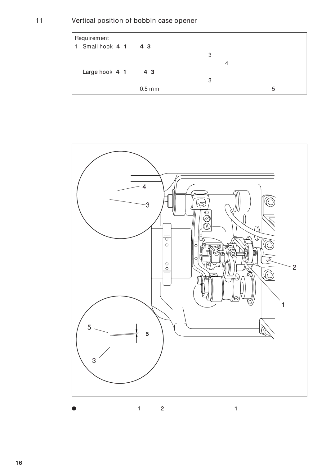 Pfaff 481, 483 service manual Vertical position of bobbin case opener 