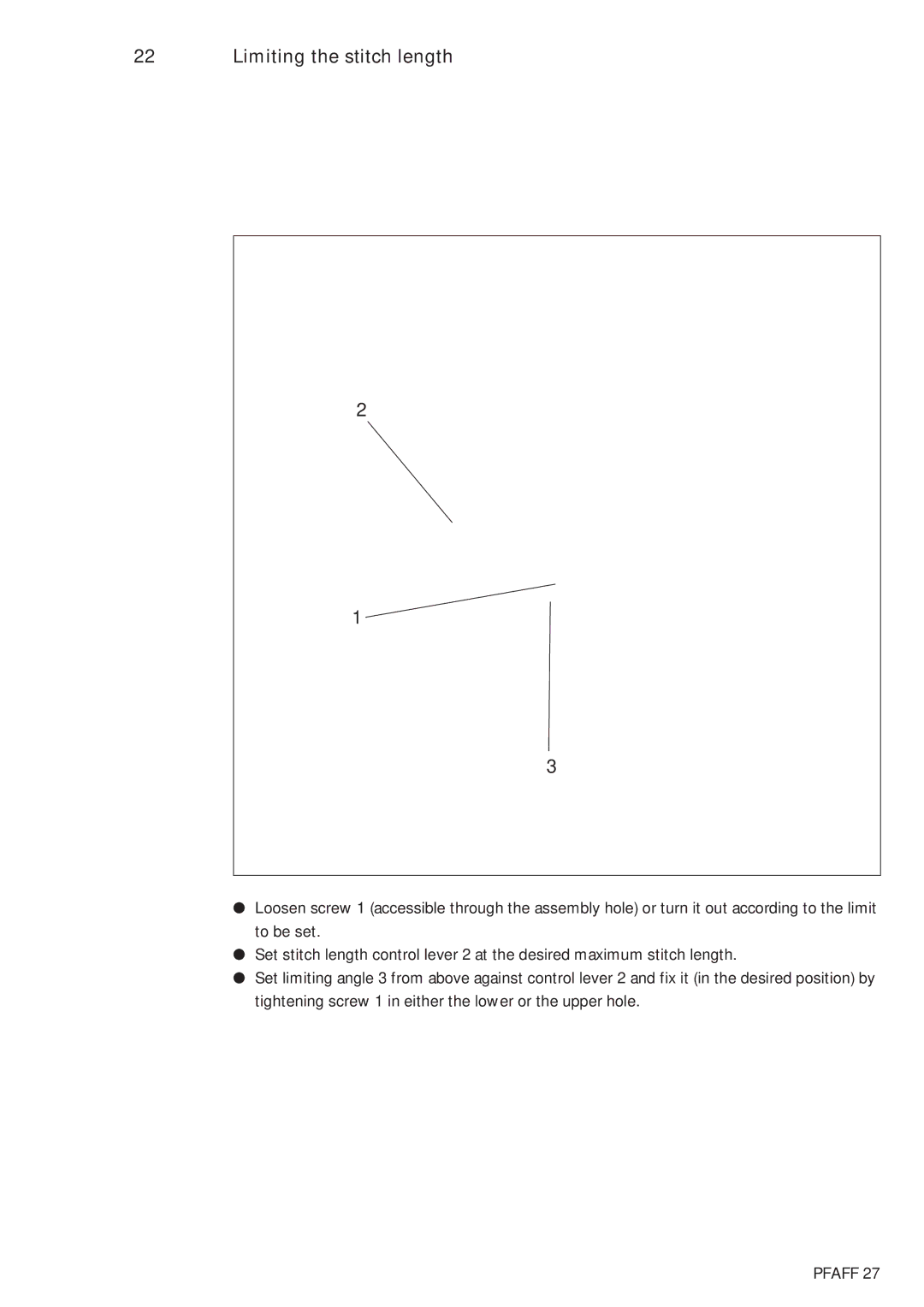 Pfaff 483, 481 service manual Limiting the stitch length 