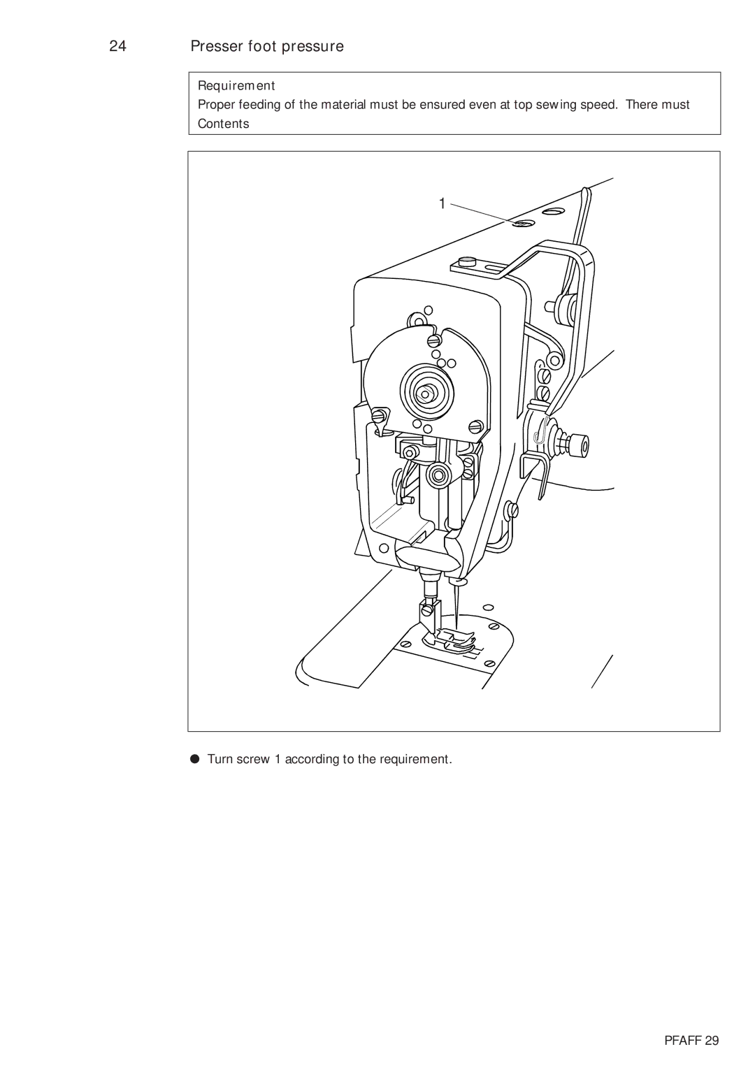 Pfaff 483, 481 service manual Presser foot pressure 