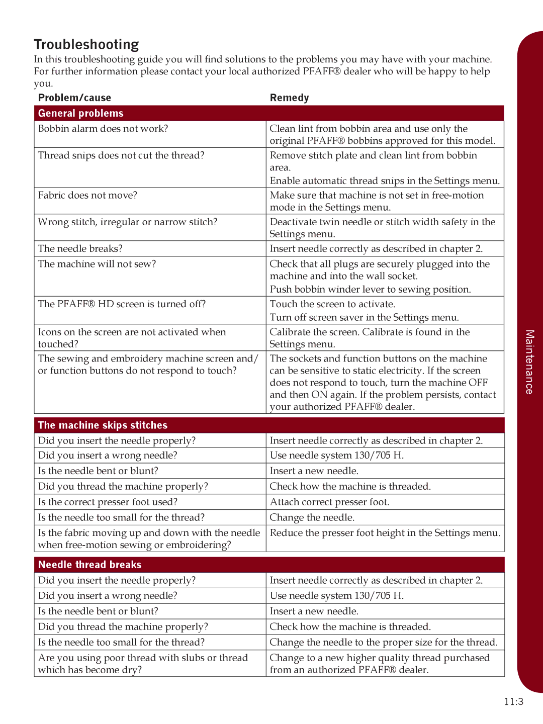 Pfaff Sewing Machine manual Troubleshooting, When free-motion sewing or embroidering? 