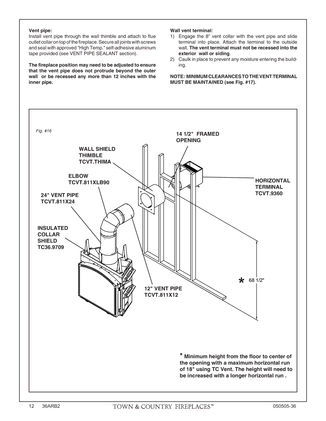 PGS TC36 AR manual Wall Shield Thimble TCVT.THIMA, Insulated Collar Shield, Vent pipe, Wall vent terminal 